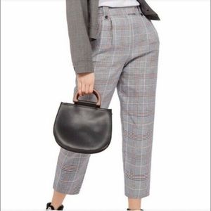 Topshop high waisted tapered plaid pants